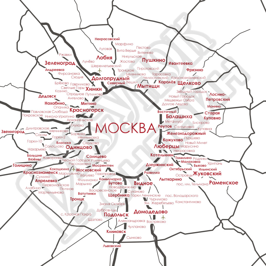 Карта Москвы и ближнего Подмосковья